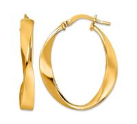 925 Sterling Silver Gold Plated Polished Oval Twisted Hoop Earrings 28.3x23.1mm Wide 4mm Thick-Hoop Earring for Women