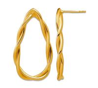 925 Sterling Silver Gold Plated Polished Twisted Teardrop Drop Post Earrings 30x17mm Wide Stud Earring for Women