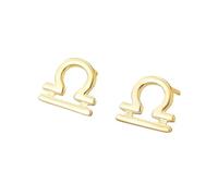 925 Sterling Silver Gold Plated Star Sign Stud Earrings -Libra (23Rd September - 23Rd October) - Zodiac Constellation Horoscope Celestial Astrology Jewellery - Women Men Gift