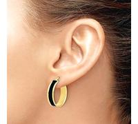 925 Sterling Silver Gold tone Black Enamel Round Hoop Earrings 20.75x22mm Wide 5.75mm Thick-Hoop Earring for Women