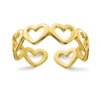925 Sterling Silver Gold tone Cut out Love Hearts toe ring-toe ring for Women
