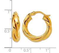 925 Sterling Silver Gold tone Polished and Twisted Hoop Earrings 19x20mm Wide 4.5mm Thick-Hoop Earring for Women