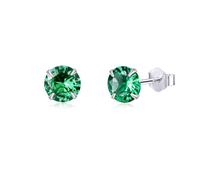 925 Sterling Silver Green Cubic Zirconia 3-8mm CZ Stud Earrings Men Women