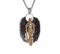 925 Sterling Silver Guardian Wings Crystal Pendant Archangel Saint Gabriel Paladin Necklace Men and Women Christian Charm Jewelry - Necklace, for Girls,