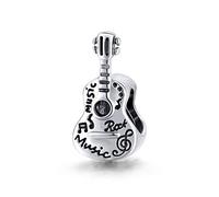 925 Sterling Silver Guitar Note Music Rainbow Puzzle Love Charm for Pandora Bracelet, Sterling Silver, sterling silver