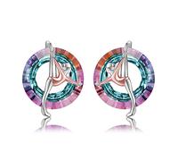 925 Sterling Silver Gymnastics Stud Earrings: Heart Gymnastics Gifts for Women Round Crystal Gymnast Stud Earrings Fashion Jewelry Gift for Daughter Niece, normal, Sterling Silver, Cubic Zirconia