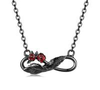 925 Sterling Silver Halloween Black Cross Love Hand Rose Feather Pendant Jewelry Necklace Accessories