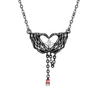 925 Sterling Silver Halloween Black Cross Love Hand Rose Feather Pendant Jewelry Necklace Accessories