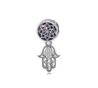 925 Sterling Silver Hand of Fatima Charm Hamsa Charm Love Charm Anniversary Charm for Pandora Charm Bracelet (B)