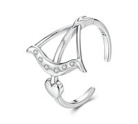 925 Sterling Silver Heart Arrow Open Ring, Dainty Stackable Rings Heart Promise Ring Fashion Jewelry Gifts For Women