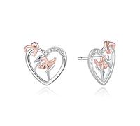 925 Sterling Silver Heart Ballerina Gymnastic Earring Dance Lover Gymnast Stud Earrings Jewelry Gift for Women Teens Christmas Gift, Metal, Cubic Zirconia