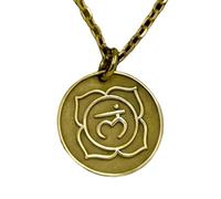 925 Sterling Silver Heart Chakra Pendant Necklace Gold |LK_NLC_01768 | plated 22mm round chakra symbol medallion necklace sacred spiritual energy pendant with 18 inch cable