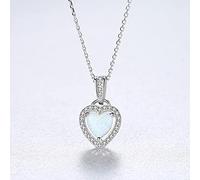 925 Sterling Silver Heart Fire Opal Pendant For Women Sparkling Love Necklace Fine Jewelry Valentine's Day Gifts