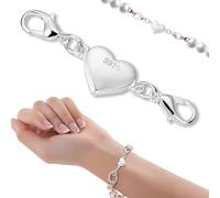 925 Sterling Silver Heart Lobster Clasps - Secure Magnetic Necklace & Bracelet Closure - Double Sided Lobster Clasp for Jewelry Making (Silver, 10mm)