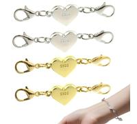 925 Sterling Silver Heart Magnetic Jewelry Clasps, Double Lobster Clasp Necklace Extender Magnetic Heart Shaped Clasp for Bracelet Necklace Closure for DIY Jewelry Making Accessories (Silver)