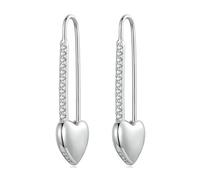 925 Sterling Silver Heart-shaped Button Pin Ear Buckles Zircon Hoop Earrings For Women Trendy Jewelry