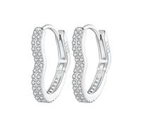 925 Sterling Silver Heart-shaped Ear Buckles Love Hoop s Pave Setting Cz For Women Fine Jewelry Gift