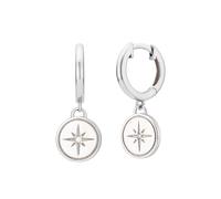 925 Sterling Silver Heavenly Huggie Star Earrings, Sterling Silver, Cubic Zirconia