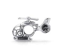 925 Sterling Silver Helicopter Charm Airplane Charm Train Charm Car Charm Motorcycle Charm Travel Charm Sport Charm for Pandora Charm Bracelet (Helicopter)