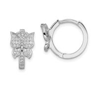 925 Sterling Silver Hinged hoop Brilliant Embers Rhodium Plated CZ Simulated Diamond Butterfly Angel Wings-Hoop Earrings 18x12mm Wide 8mm Thick-Hoop Earring for Women