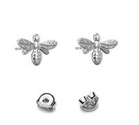 925 Sterling Silver Honey Busy Buzzing Bee Queen Stud Earrings | Made In Europe | Gift Boxed | Post And Butterfly Clasp