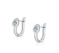 925 Sterling Silver Hoop Earrings for Women, Cz Earrings Water Drop Cubic Zirconia Pear Shape Silver Cartilage Tragus Piercing
