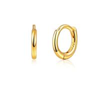 925 Sterling Silver Hoop Earrings Gold Plated Cartilage Tragus Helix Conch Huggie Hoops Earrings Piercings for Women Men Thin Hoops Thickness 1.3mm Inner Diameter 7 mm