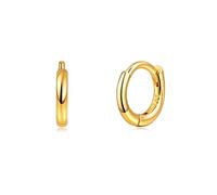 925 Sterling Silver Hoop Earrings Gold Plated Cartilage Tragus Helix Conch Huggie Hoops Earrings Piercings for Women Men Thin Hoops Thickness 1.3mm Inner Diameter 6 mm