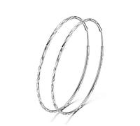 925 Sterling Silver Hoop Earrings Large Circle Endless Earrings for Women 70 mm Silver