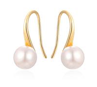 925 Sterling Silver Hoop Handpicked AAA+ Quality 7.5-8mm White Freshwater Cultured Pearl Dangle Drop Earrings Jewelry for Women Girls