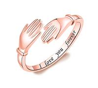 925 Sterling Silver Hug Ring Come to My Arm Couple Hugging Rings for Women Wedding Statement Rings I Love You Forever Adjustable Wrap Open Hand Rings Jewelry for Women Teen Girls, Metal, Cubic