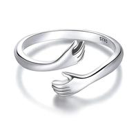 925 Sterling Silver Hug Warmth And Love Hand Adjustable Ring For Women Party Jewelry, His Big Loving Hugs Ring 3 Colors