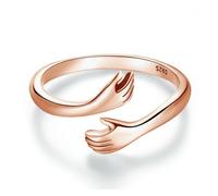 925 Sterling Silver Hug Warmth And Love Hand Adjustable Ring For Women Party Jewelry, His Big Loving Hugs Ring 3 Colors
