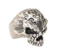925 Sterling Silver Huge Fire Skull Ring Biker Punk Jewellery TA426 UK Size N½~Z6 (Model M, UK Z1(70.4mm))