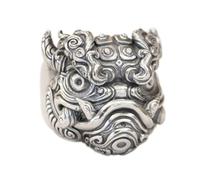 925 Sterling Silver Huge Kylin Lion Punk Ring TK374A Open UK Size P½~Z5 (UK U½ (63.4mm))