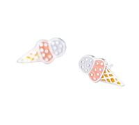 925 Sterling Silver Ice cream Cone Stud Earrings Multiple Colour Enamel Pink Purple Summer
