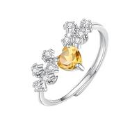925 Sterling Silver Infinity Heart Rings For Women Eternity Star Zirconia Ring Natural Gemstones Band Wedding Anniversary Promise Band For Her Size Adjustable Citrine