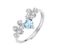 925 Sterling Silver Infinity Heart Rings For Women Eternity Star Zirconia Ring Natural Gemstones Band Wedding Anniversary Promise Band For Her Size Adjustable Topaz