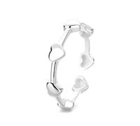925 Sterling Silver Interlocking Heart Ring - Adjustable Korean Style (YQJ1430A: 1.3g)