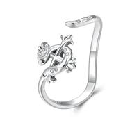 925 Sterling Silver Iris Snake Open Ring Cross Cz Curved Ring Adjustable Simple Fine Jewelry For Women Daily Decors