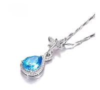 925 Sterling Silver Jewelry Butterfly Natural Blue Topaz Pendant Necklace With Necklaces Women'S Fine Jewelry