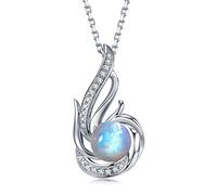 925 Sterling Silver June Birthstone Rainbow Moonstone Necklace for Women Phoenix Necklaces Birthday Anniversary Jewellery Gifts for Women Girls, Adjustable Chain