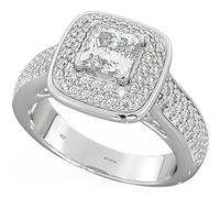 925 Sterling Silver Ladies Dazzling Round-Cut Simulated Diamond Halo Wedding Engagement Ring W