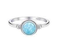 925 Sterling Silver Larimar Gemstone Ring Simple Elegant Everyday Handmade Jewelry R-1928AE_P