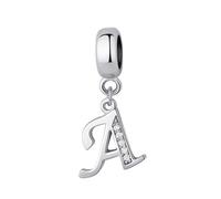 925 Sterling Silver Letter Charm Beads Alphabet Charms A Charm Anniversary Charm Words Charm fits Pandora Charms Bracelet (A)