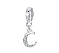 925 Sterling Silver Letter Charm Beads Alphabet Charms C Charm Anniversary Charm Words Charm fits Pandora Charms Bracelet (C)