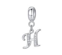 925 Sterling Silver Letter Charm Beads Alphabet Charms H Charm Anniversary Charm Words Charm fits Pandora Charms Bracelet (H)