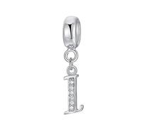 925 Sterling Silver Letter Charm Beads Alphabet Charms I Charm Anniversary Charm Words Charm fits Pandora Charms Bracelet (I)