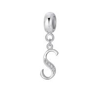 925 Sterling Silver Letter Charm Beads Alphabet Charms S Charm Anniversary Charm Words Charm fits Pandora Charms Bracelet (S)