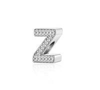 925 Sterling Silver Letter Charms with Cubic Zirconia Stones, Alphabet A-Z Letter Bead fit Pandora Bracelets for Women Girls Birthday DIY Jewellery Gift